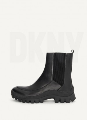 Black DKNY Lug Sole Chelsea Women's Boots | Malaysia_D0720