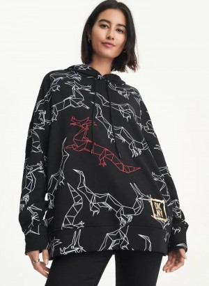 Black DKNY Lunar New Year Women's Hoodies | Malaysia_D1663