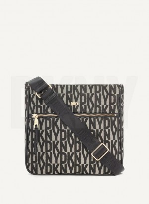 Black DKNY Maxine Messenger Women's Crossbody Bags | Malaysia_D1040