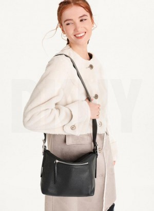 Black DKNY Medium Buckle Women's Crossbody Bags | Malaysia_D0862