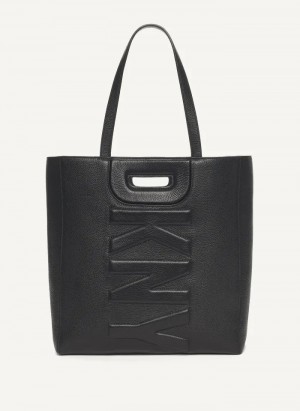 Black DKNY Metro Leather Editorial Women's Tote Bags | Malaysia_D0947