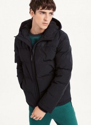 Black DKNY Mixed Media Classic Men's Puffer Jacket | Malaysia_D1230