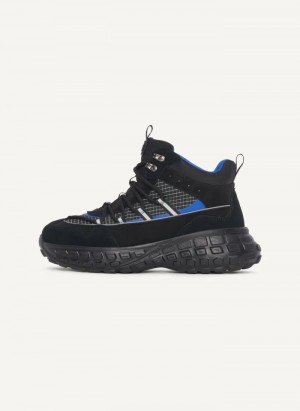 Black DKNY Mixed Media High Top Men's Sneakers | Malaysia_D1980