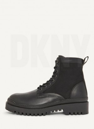 Black DKNY Mixed Media Men's Boots | Malaysia_D1465