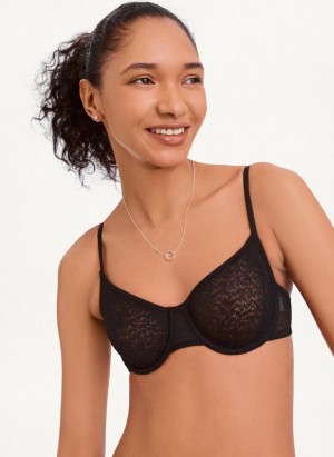Black DKNY Modern Lace Demi Women's Bras | Malaysia_D0450