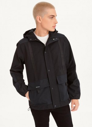 Black DKNY Multi Pocket Men's Jackets | Malaysia_D0860