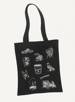 Black DKNY Noun New York Illustrated Women's Tote Bags | Malaysia_D1748