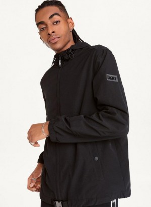 Black DKNY Nylon Windbreaker Men's Jackets | Malaysia_D0439