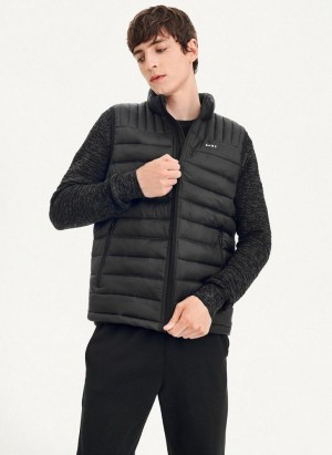 Black DKNY Packable Quilted Vest Men's Jackets | Malaysia_D1098