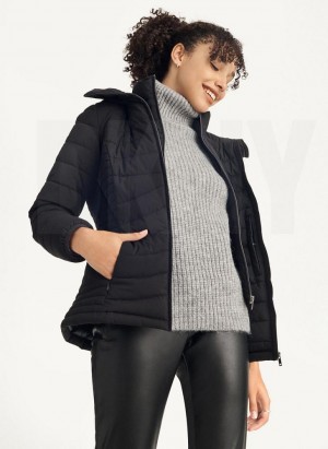 Black DKNY Packable Women's Coats | Malaysia_D0811