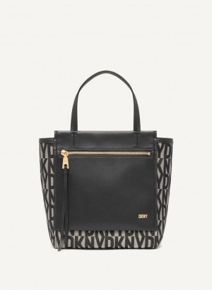 Black DKNY Pax North-South Tote Women's Crossbody Bags | Malaysia_D0377