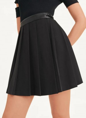 Black DKNY Pleated Mini Women's Skirts | Malaysia_D1864