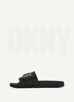Black DKNY Pool Women's Slides | Malaysia_D1097