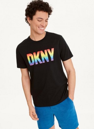 Black DKNY Pride Men's T Shirts | Malaysia_D1346