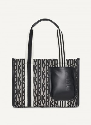 Black DKNY Prospect Jacquard Large Women's Tote Bags | Malaysia_D0483