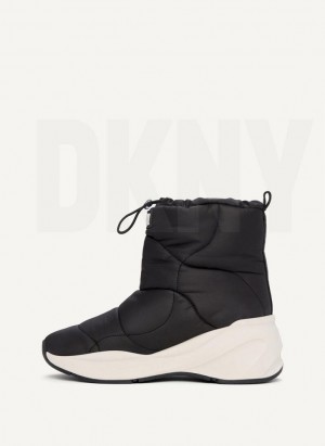 Black DKNY Puffy Wedge Women's Boots | Malaysia_D0621