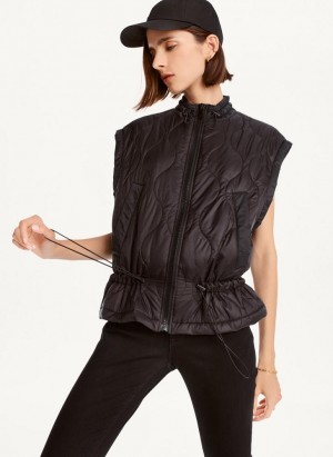 Black DKNY Quilted Cropped Vest Women's Coats | Malaysia_D0635