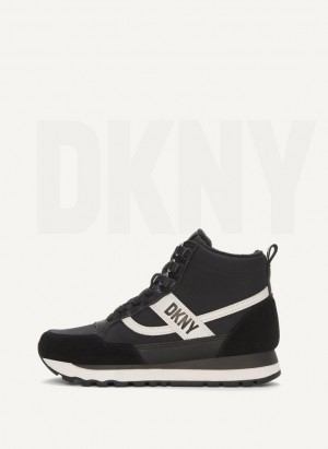Black DKNY Retro High Top Women's Sneakers | Malaysia_D0904
