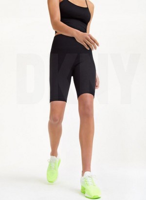 Black DKNY Rib Knit Biker Women's Shorts | Malaysia_D0275