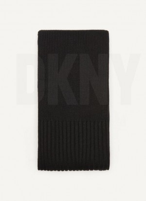 Black DKNY Rib Knit Oblong Women's Scarf | Malaysia_D1309