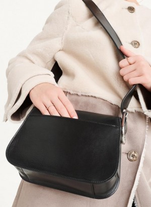 Black DKNY Saddle Women's Shoulder Bags | Malaysia_D1427