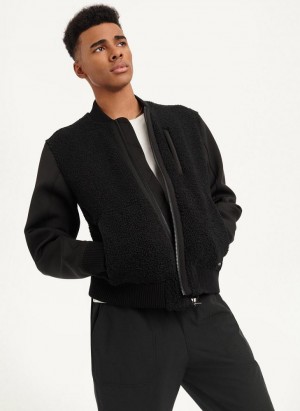 Black DKNY Sherpa Bomber Men's Jackets | Malaysia_D1492