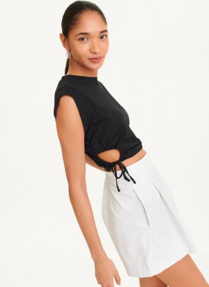 Black DKNY Short Sleeve Side Cut Women's T Shirts | Malaysia_D0178