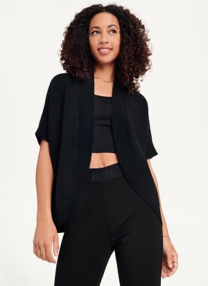 Black DKNY Shrug Short Sleeve Cardigan Women's Sweaters | Malaysia_D1862