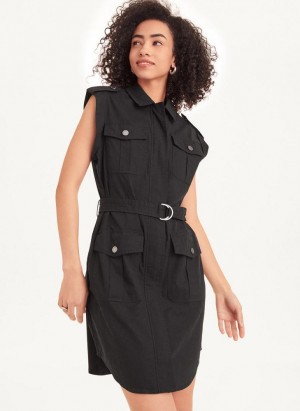 Black DKNY Sleeveless Poplin Women's Dress | Malaysia_D1721