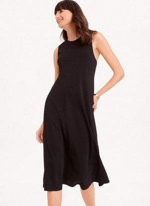 Black DKNY Sleeveless Scoopneck Twist Racerback Women's Dress | Malaysia_D1028