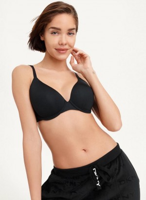 Black DKNY Smooth Essentials T-Shirt Women's Bras | Malaysia_D0891