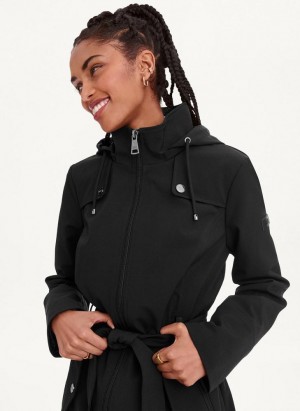 Black DKNY Softshell Meshback With Belt Women's Jackets | Malaysia_D0361