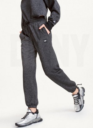 Black DKNY Sparkle Fleece High Waist Women's Joggers | Malaysia_D1301