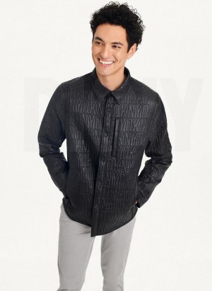 Black DKNY Stitch Shirt Men's Jackets | Malaysia_D1273