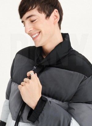 Black DKNY Striped Quilted Tonal Men's Jackets | Malaysia_D1815