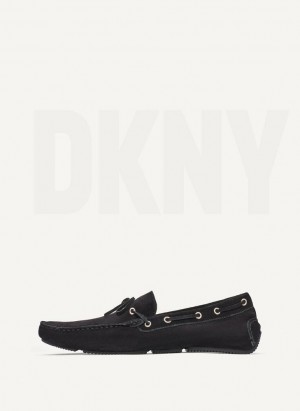 Black DKNY Suede Driver Moccasin Men's Sneakers | Malaysia_D0746