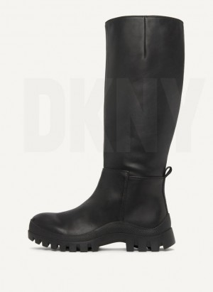 Black DKNY Tall Lug Sole Women's Boots | Malaysia_D1295