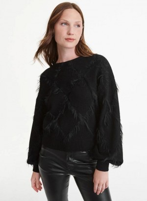 Black DKNY Textured Women's Sweaters | Malaysia_D1511