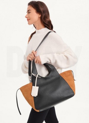 Black DKNY The Medium Effortless Women's Tote Bags | Malaysia_D1944