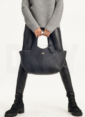 Black DKNY The Medium Effortless Women's Tote Bags | Malaysia_D1607
