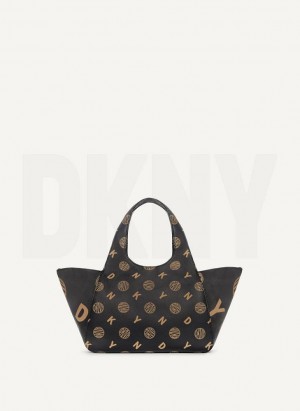 Black DKNY The Medium Logo Effortless Women's Tote Bags | Malaysia_D0971