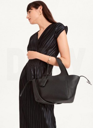 Black DKNY The Small Effortless Tote Women's Crossbody Bags | Malaysia_D1487