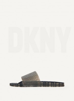 Black DKNY Tinzli Jelly Women's Slides | Malaysia_D1865