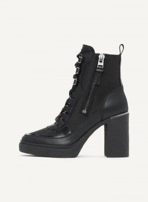 Black DKNY Toia Lace Up Platform Women's Boots | Malaysia_D1494