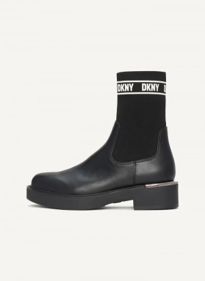 Black DKNY Tully Slip On Women's Boots | Malaysia_D0657