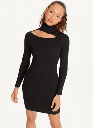 Black DKNY Turtleneck Sweater Women's Dress | Malaysia_D0669