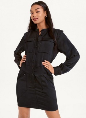 Black DKNY Two Pocket Mini Women's Dress | Malaysia_D1174
