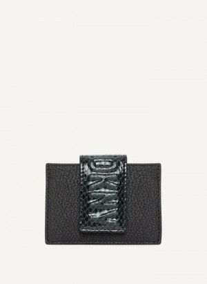 Black DKNY Uptown Leather Card Case Women's Wallets | Malaysia_D0444