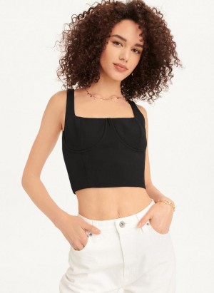 Black DKNY Wired Crop Women's Tank Top | Malaysia_D1347