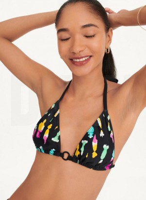 Black Multicolor DKNY Multi-Wear Triangle Women's Bikini Top | Malaysia_D1229